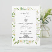 White Floral Bridal Tea Invitation Kaart (Staand voorkant)