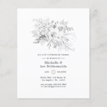 White Floral Bridesmaids Luncheon Invitation
