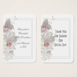 White floral bruiloft bedankt je label visitekaartje