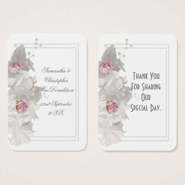 White floral bruiloft bedankt je label visitekaartje (Voorkant /achterkant)