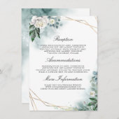 White Floral bruiloft details informatie gast Informatiekaartje (Voorkant / Achterkant)