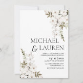 White Floral bruiloft Kaart (Voorkant)