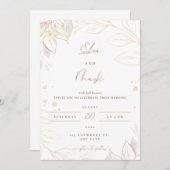 White floral bruiloft-uitnodiging kaart (Voorkant / Achterkant)