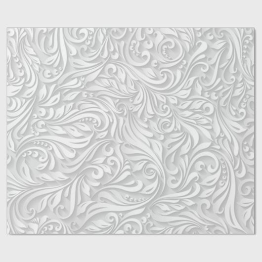 White Floral Cadeaupapier (Vlak)