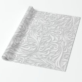 White Floral Cadeaupapier (Uitgerold)