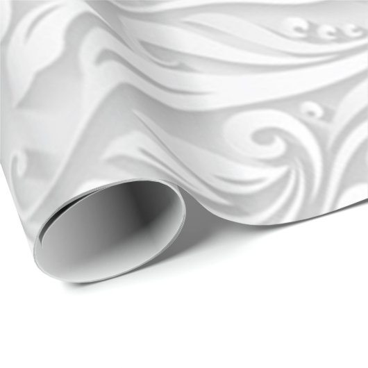 White Floral Cadeaupapier (Rol Hoek)