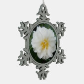 White Floral Camellia Tin Sneeuwvlok Ornament (Links)
