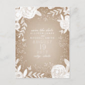 White Floral Cardstock geïnspireerd om de datum op Aankondigingskaart (Voorkant)
