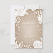 White Floral Cardstock geïnspireerd om de datum op Save The Date (Voorkant)