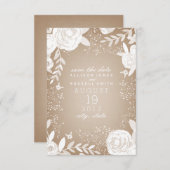 White Floral Cardstock geïnspireerd om de datum op Save The Date (Voorkant / Achterkant)