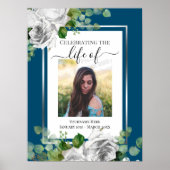 White Floral Celebration of Life Poster (Voorkant)
