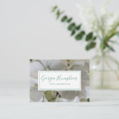White Floral Classic Business Card Contactkaartje (Staand voorkant)
