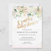 White Floral Couples Baby shower Uitnodiging (Voorkant)