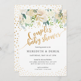 White Floral Couples Baby shower Uitnodiging