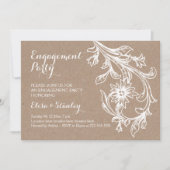 White floral craft paper bruiloft verloffeest kaart (Voorkant)