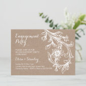 White floral craft paper bruiloft verloffeest kaart (Staand voorkant)