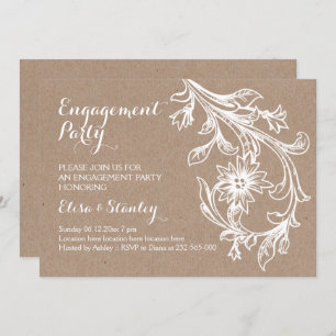 White floral craft paper bruiloft verloffeest kaart