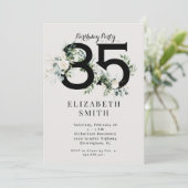 White Floral Cream 85th Birthday Party Kaart (Staand voorkant)