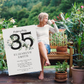 White Floral Cream 85th Birthday Party Kaart