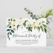 White Floral Cream Beauful Retirement Party Kaart (Staand voorkant)