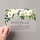 White Floral Cream Vrijgezellenfeest Brunch Acryl Uitnodigingen (Insitu (Draagbaar))