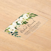 White Floral Cream Vrijgezellenfeest Brunch Acryl Uitnodigingen (Laagn)