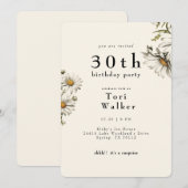 White Floral Daisies Cream Rounded Verjaardagsfees Kaart (Voorkant / Achterkant)