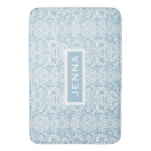 White Floral Damascus Custom Baby Blue Background Badmat (Voorkant Verticaal)