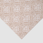 White Floral Damascus & Tan Background Tissuepapier (Detail)