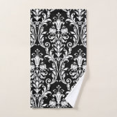 White Floral Damask op Black Bad Handdoek (Handdoek)