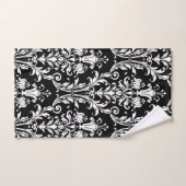White Floral Damask op Black Bad Handdoek (Handdoek)