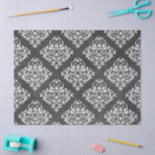 White Floral Damask over grijze ontkoppeling Tissuepapier (Craft)