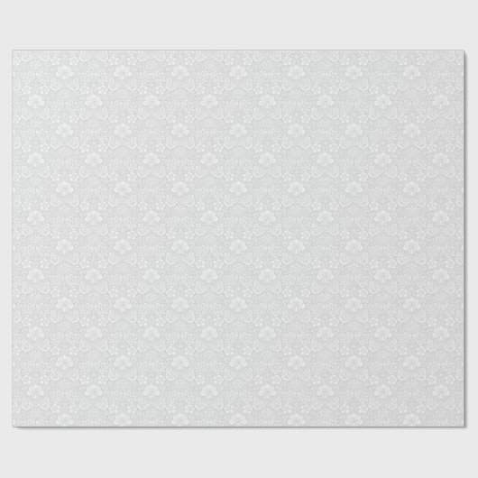 White Floral Damask Pattern Cadeaupapier (Vlak)