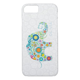 White Floral Damaskleurig Floral Elephant Case-Mate iPhone Case