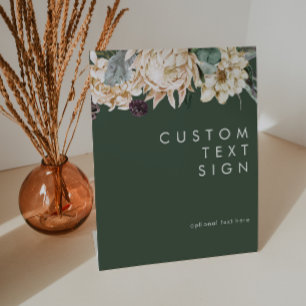 White Floral   Dark Green Cards and Gifts Custom Poster