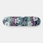 White Floral Dark Paars Blauwe Blauwe Stripes Persoonlijk Skateboard (Horizontaal)