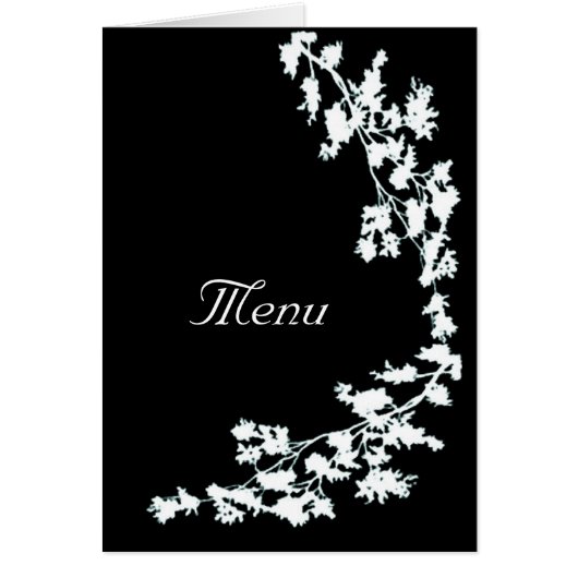 White Floral Deco Wedding Menu Card (Voorkant)