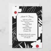 White Floral Design on Black Wedding Kaart (Voorkant)