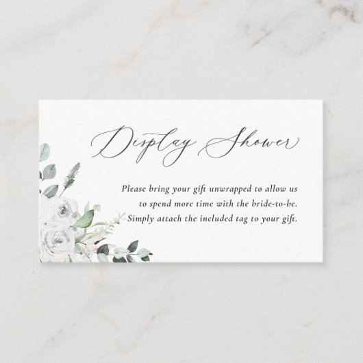 White Floral Display Shower Enclosure Card Informatiekaartje (Voorkant)