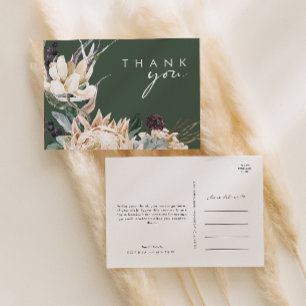 White Floral Donkere groene bruiloft Hartelijk d Briefkaart