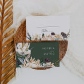 White Floral | Donkere groene bruiloft Plaatskaartje