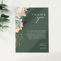 White Floral | Donkere groene receptie Dank u wel