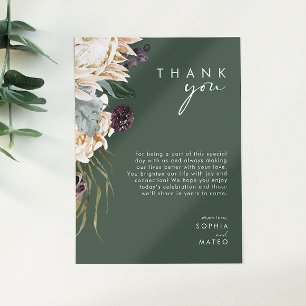 White Floral   Donkere groene receptie Dank u wel Briefkaart