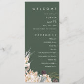 White Floral | Donkere groene weddenschappen Programmakaart (Voorkant)