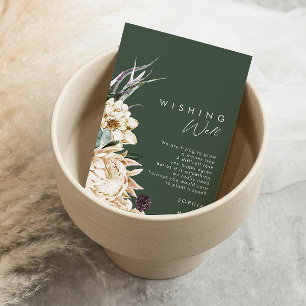 White Floral Donkere groene wending well Informatiekaartje