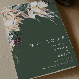 White Floral   Donkergroen gevouwen weddenschap Programma