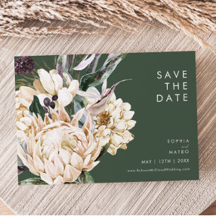 White Floral Donkergroen horizontaal sparen de d Save The Date