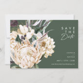 White Floral | Donkergroen horizontaal sparen de d Save The Date (Voorkant)