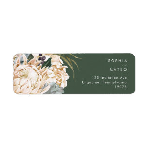 White Floral   Donkergroen retouradres Etiket