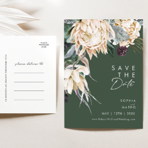 White Floral   Donkergroen sparen het Briefkaart v